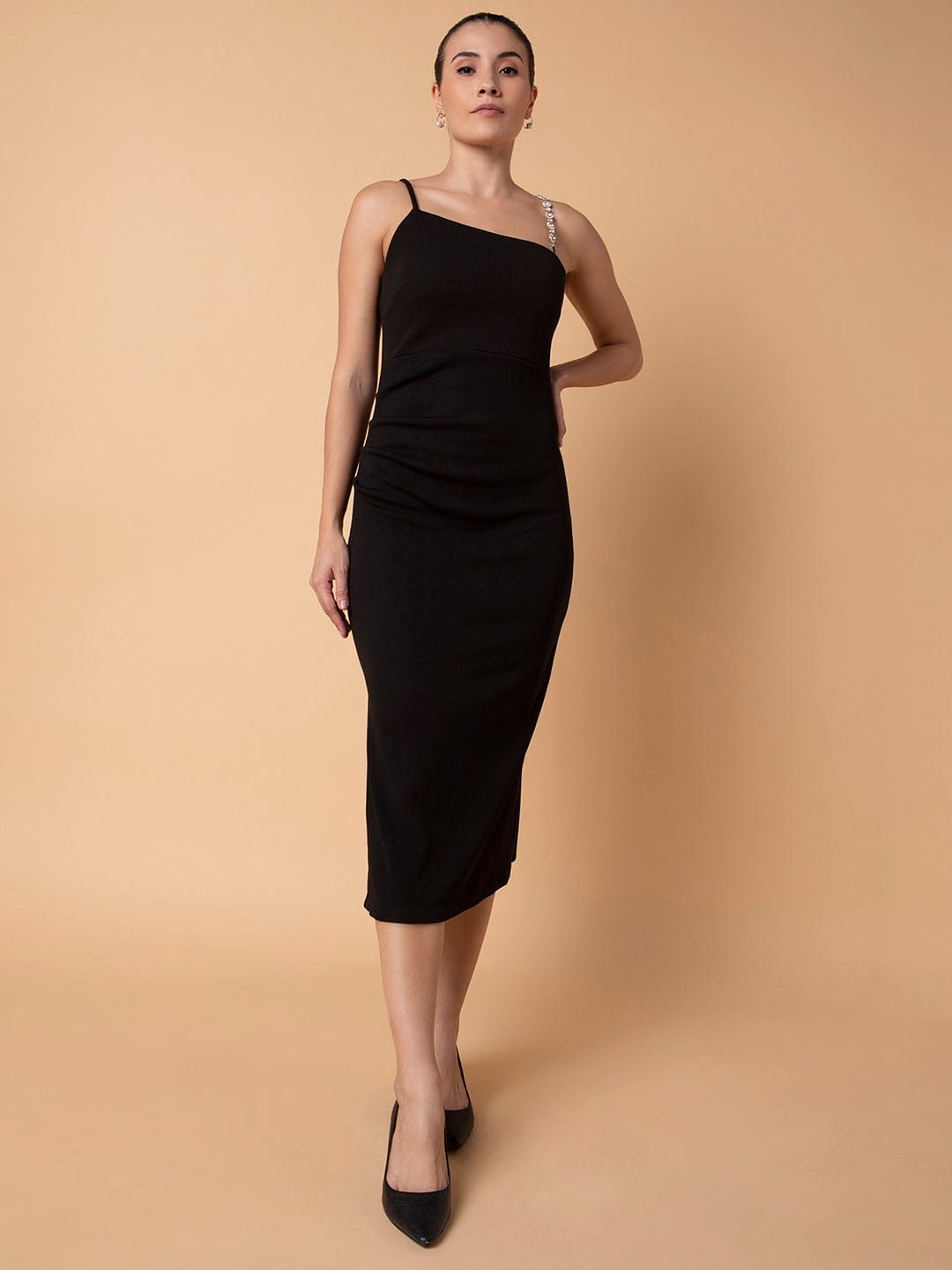 Women's Black Midi Sheath Dress