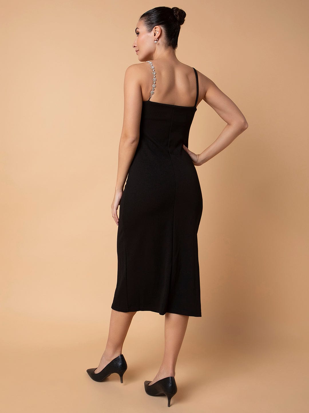 Women's Black Midi Sheath Dress