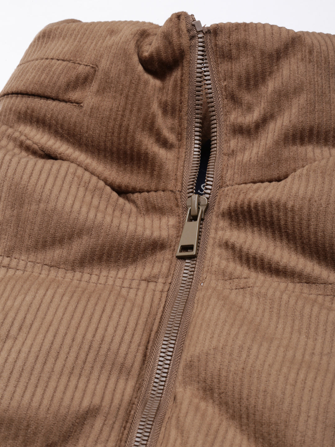 Women's Brown Mock Collar Cotton Puffer Jacket