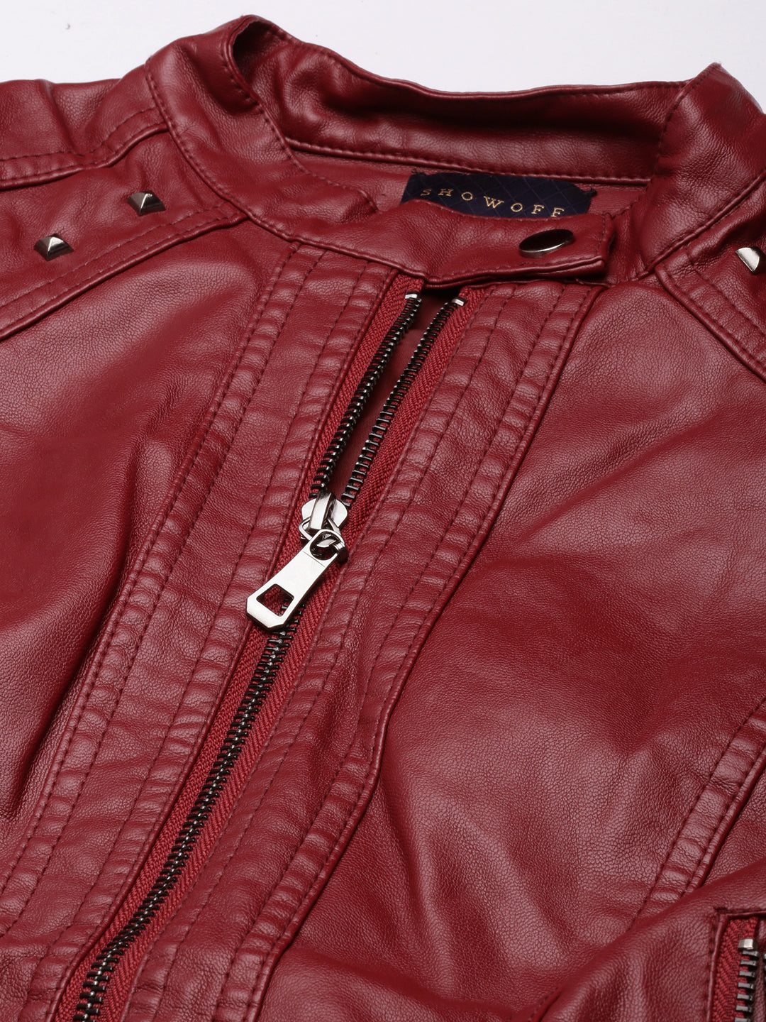 Women's Maroon Biker Jacket