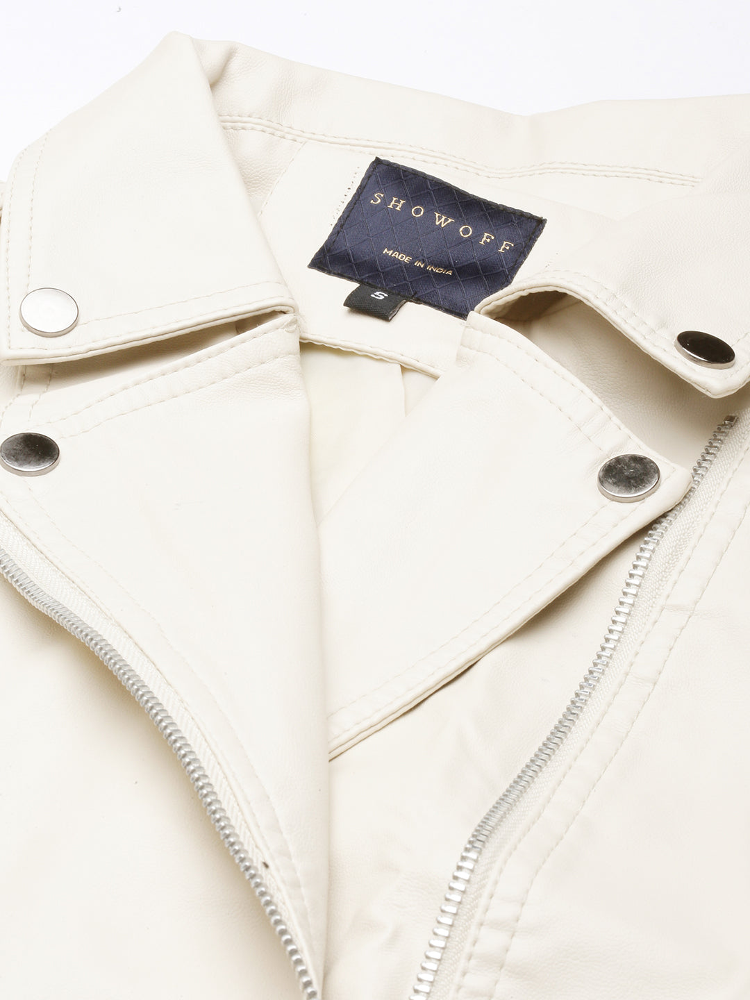 Women's Cream Crop Biker Jacket
