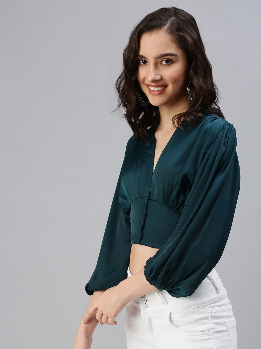 Women's Green Crop Top