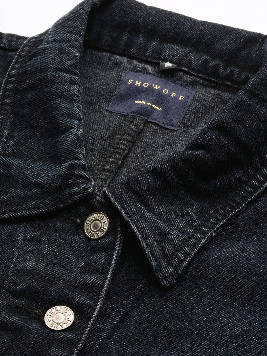 Women's Navy Blue Washed Windcheater Crop Denim Jacket