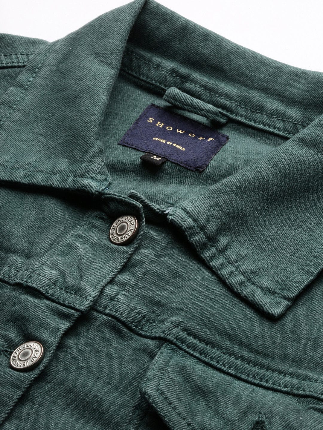 Women's Teal Washed Windcheater Crop Denim Jacket