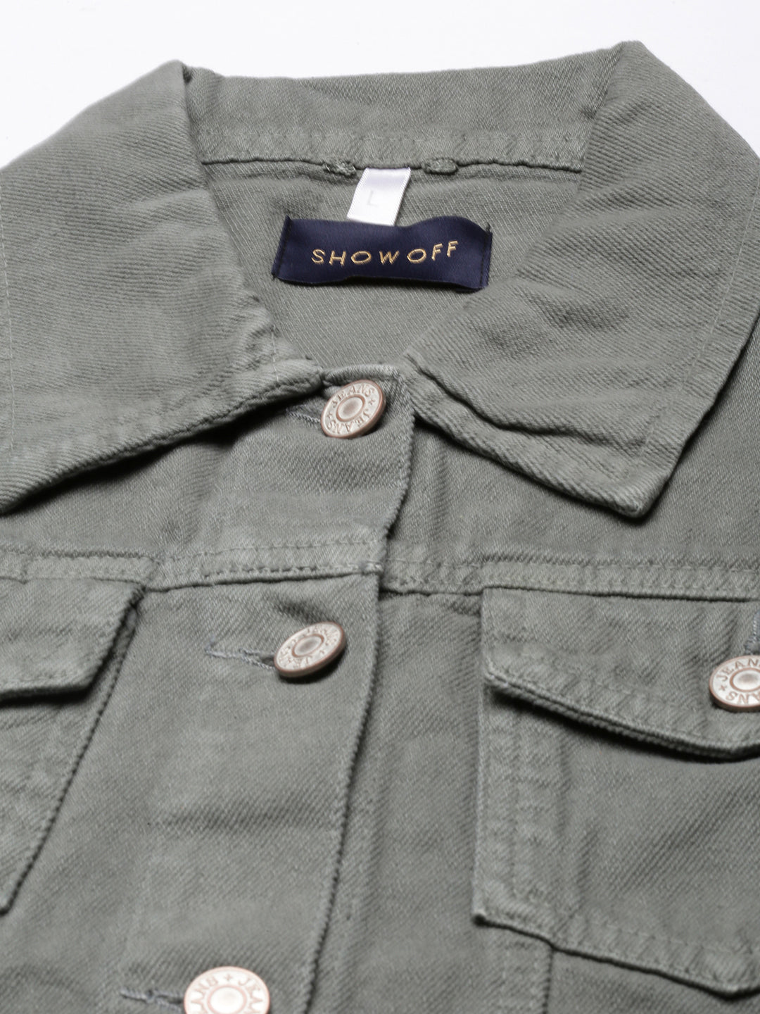 Women's Grey Spread Collar Crop Denim Jacket