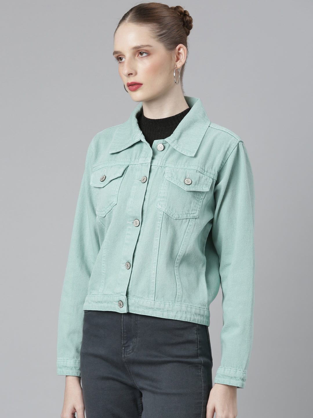 Women's Green Windcheater Denim Jacket