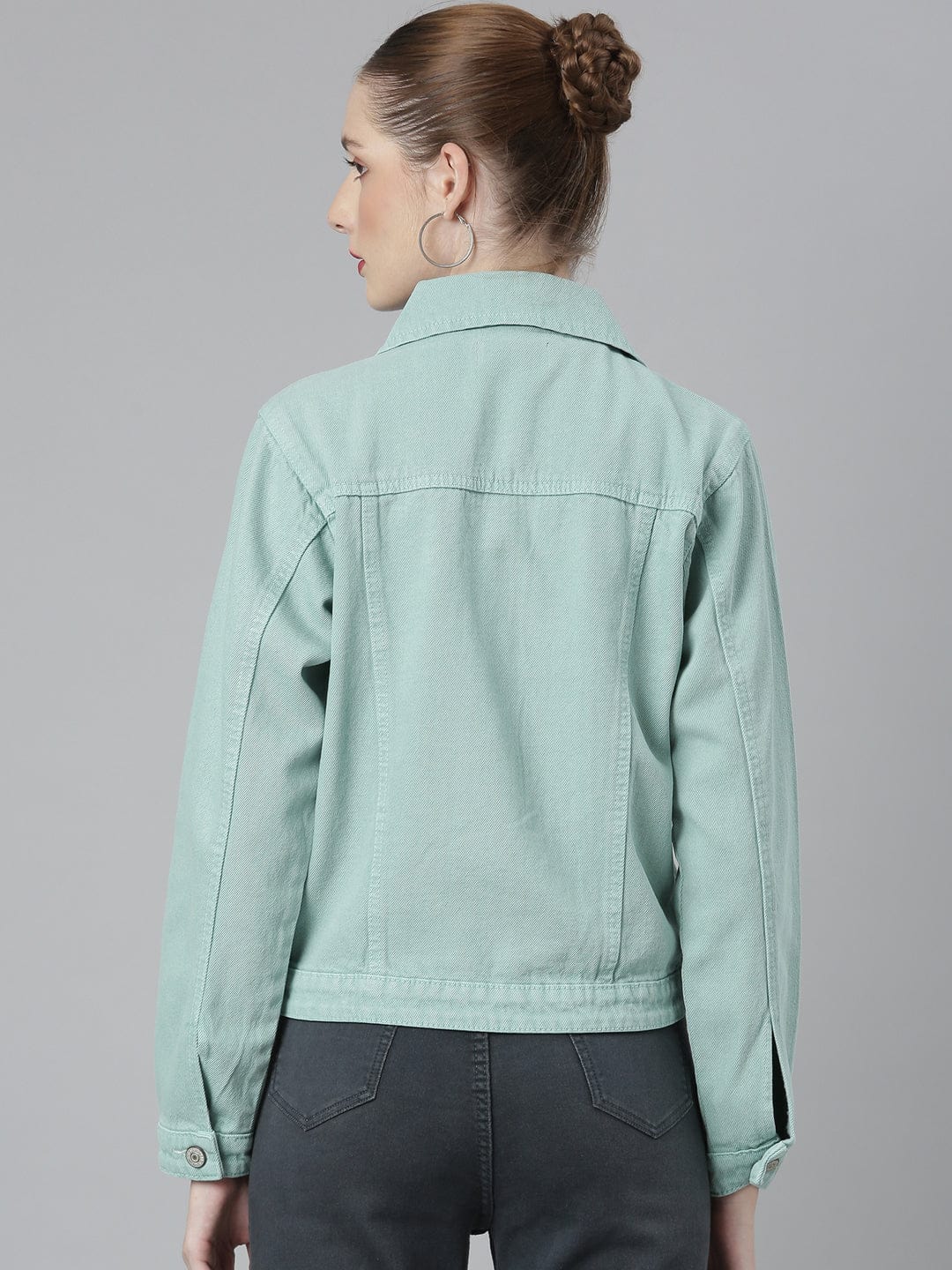 Women's Green Windcheater Denim Jacket
