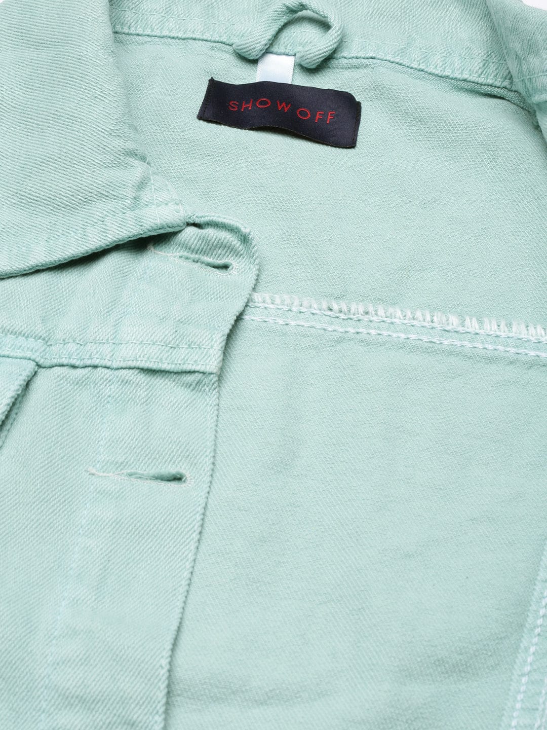 Women's Green Windcheater Denim Jacket