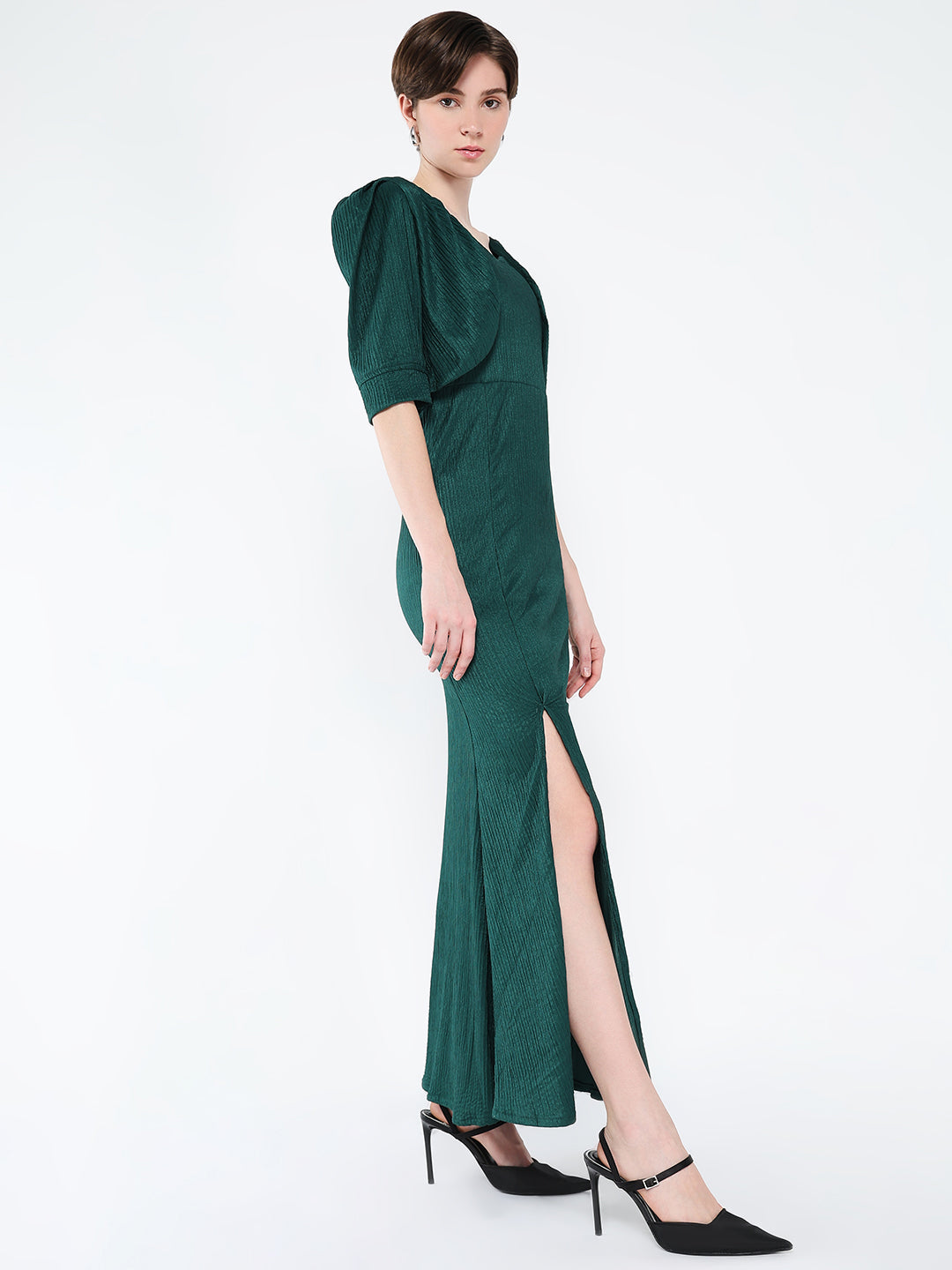 Women's Green A-Line Maxi Dress