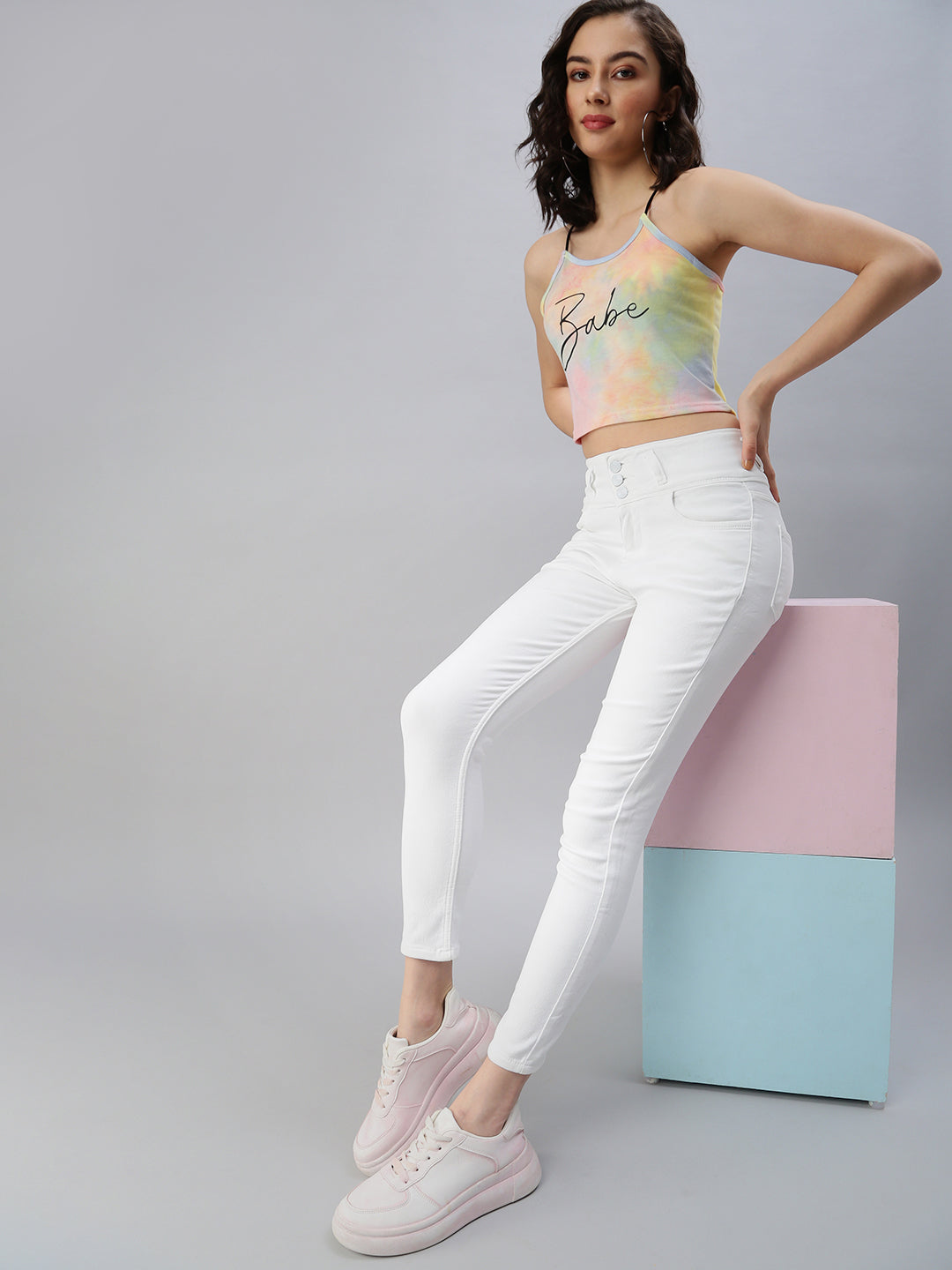 Women's Yellow Tie and Dye Crop Top