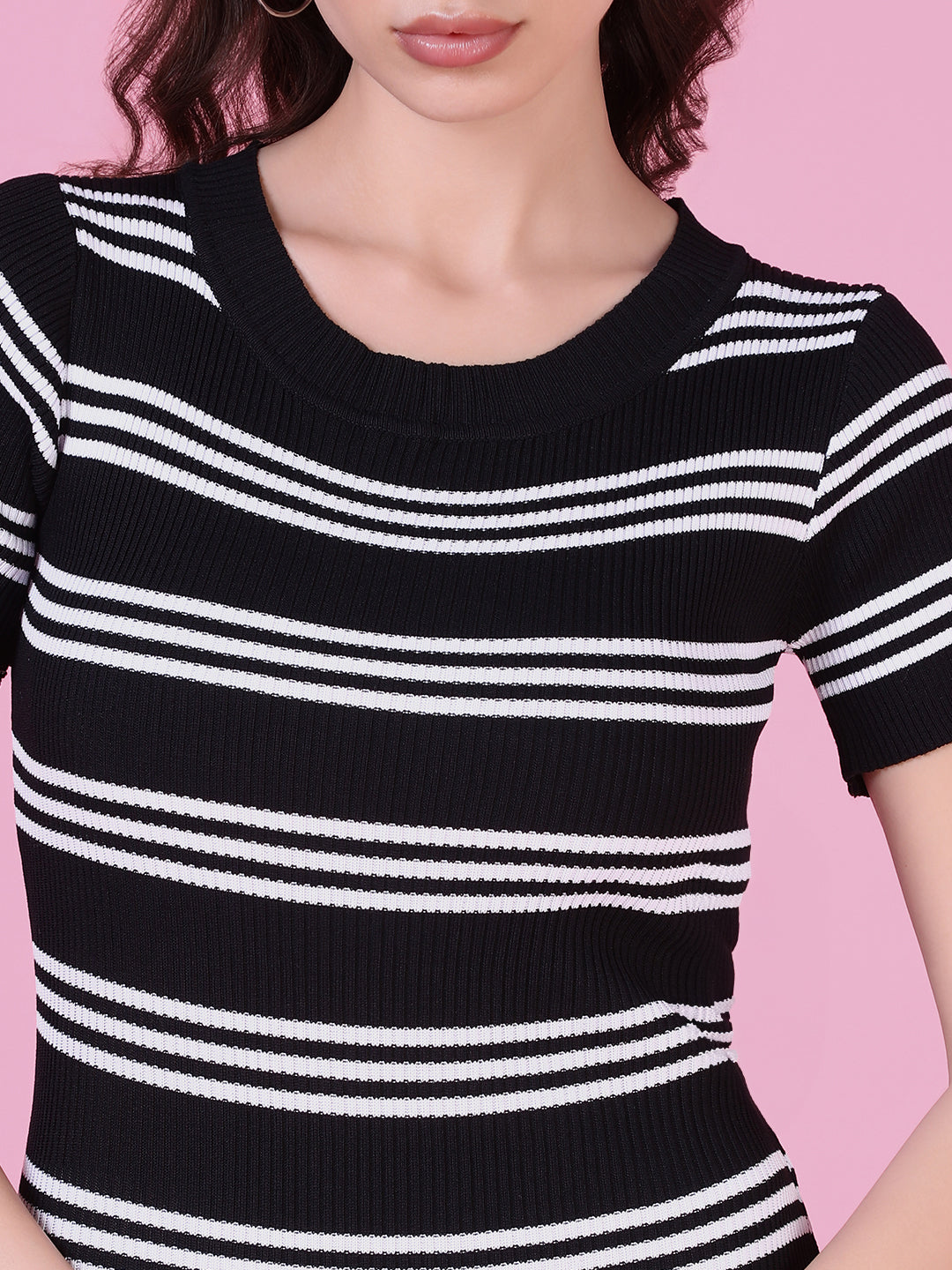 Women's Black Striped Bodycon Casual Dress