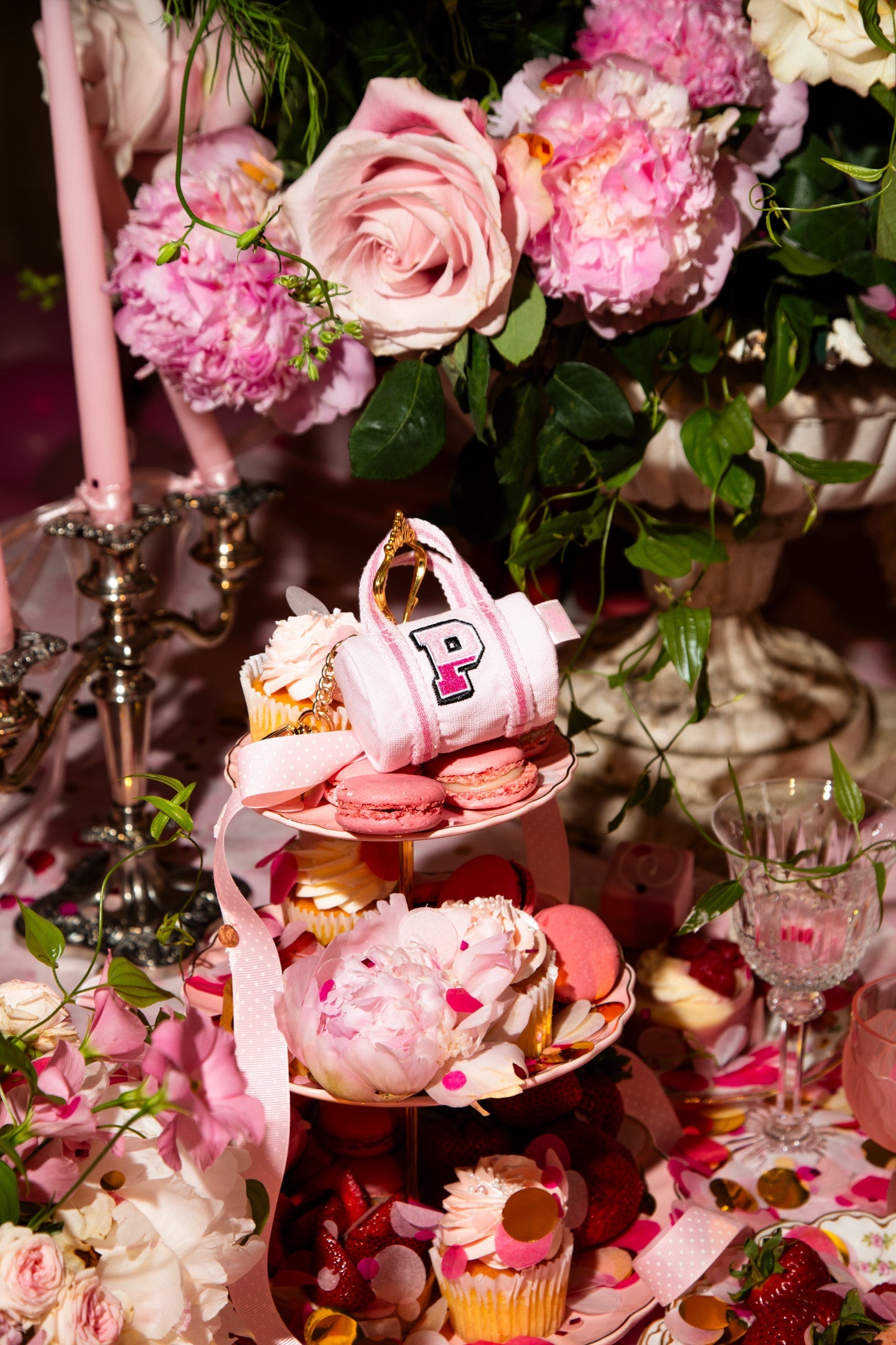 PINK x LoveShackFancy Pink Tulip Mini Duffle Keychain Charm