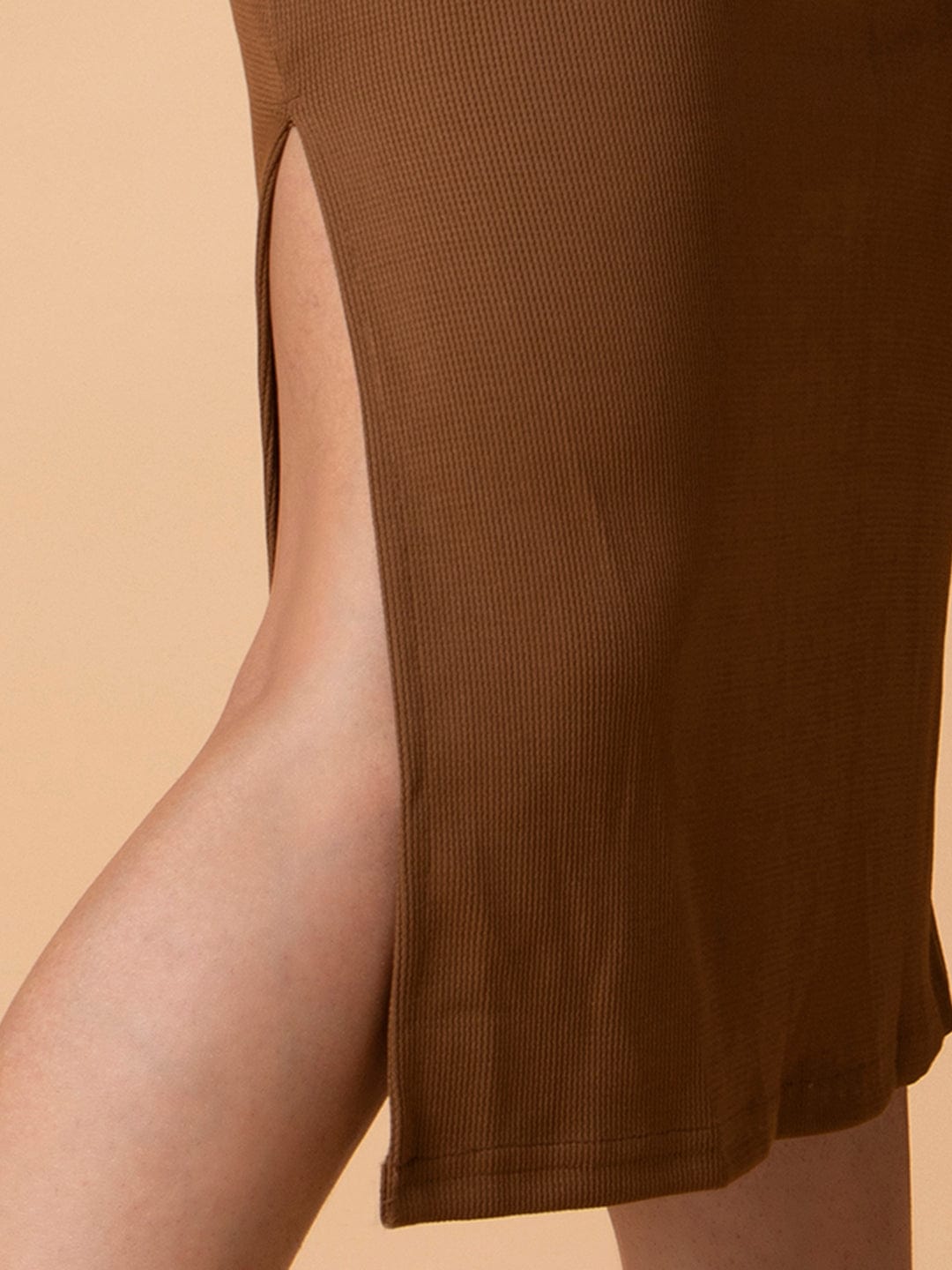 Women's Casual Solid Brown Midi Sheath Dress