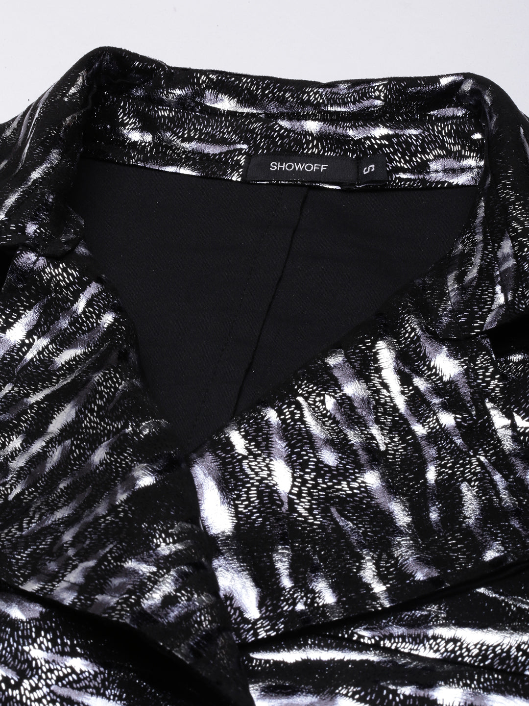 Women's Black Abstract Printed Longline Trench Coat