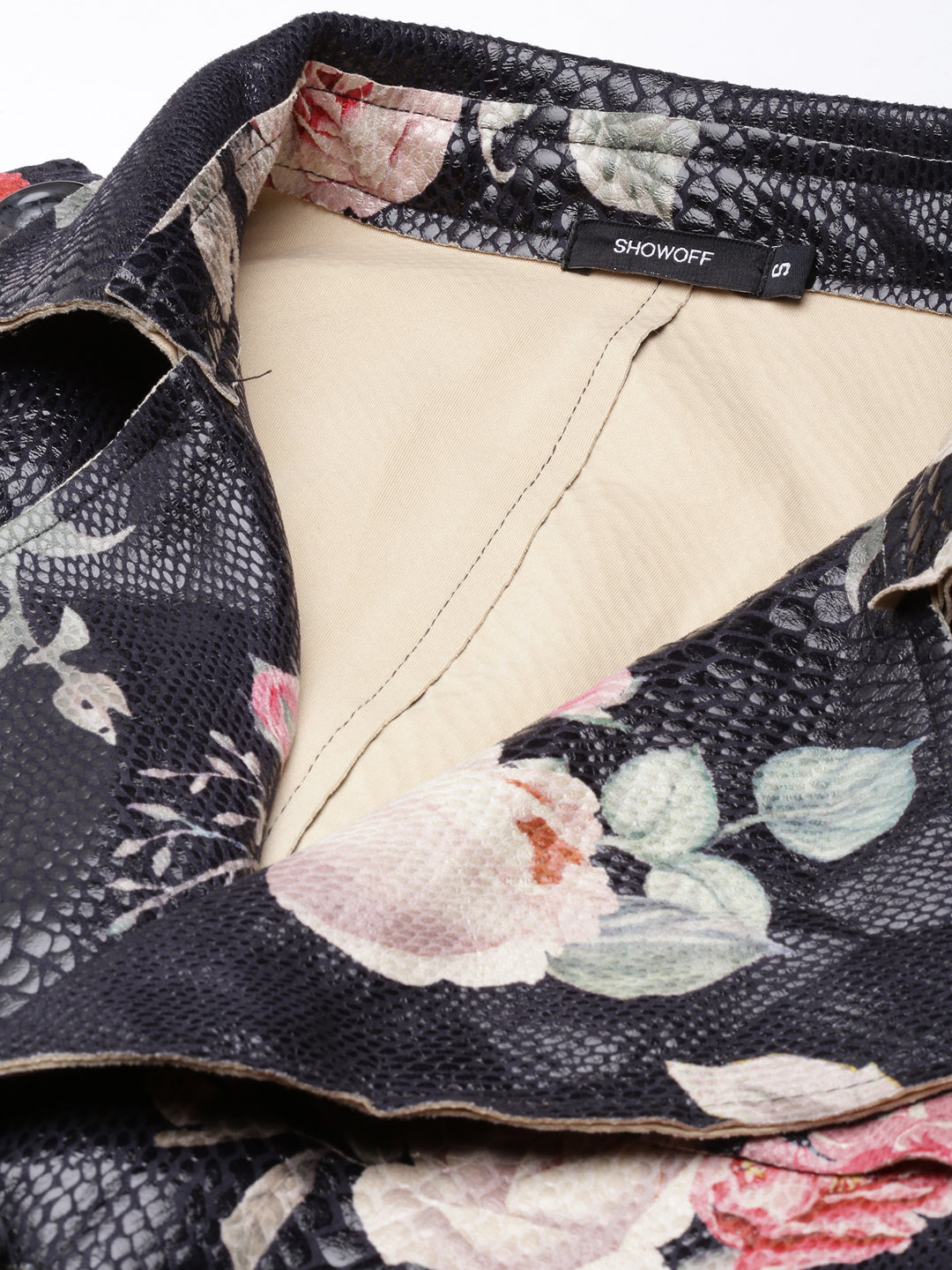Women's Black Floral Longline Trench Coat