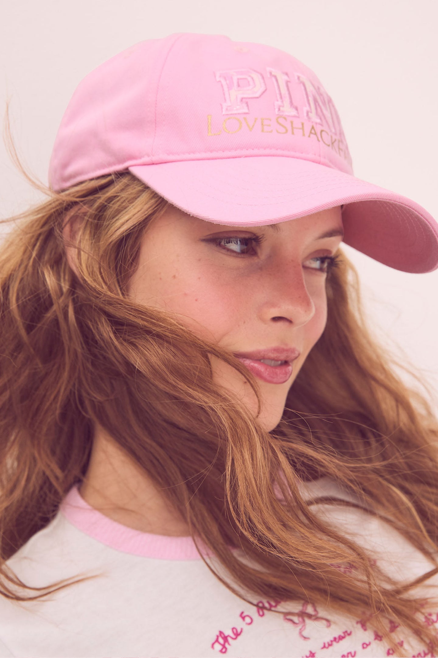 PINK x LoveShackFancy Pink Baseball Hat