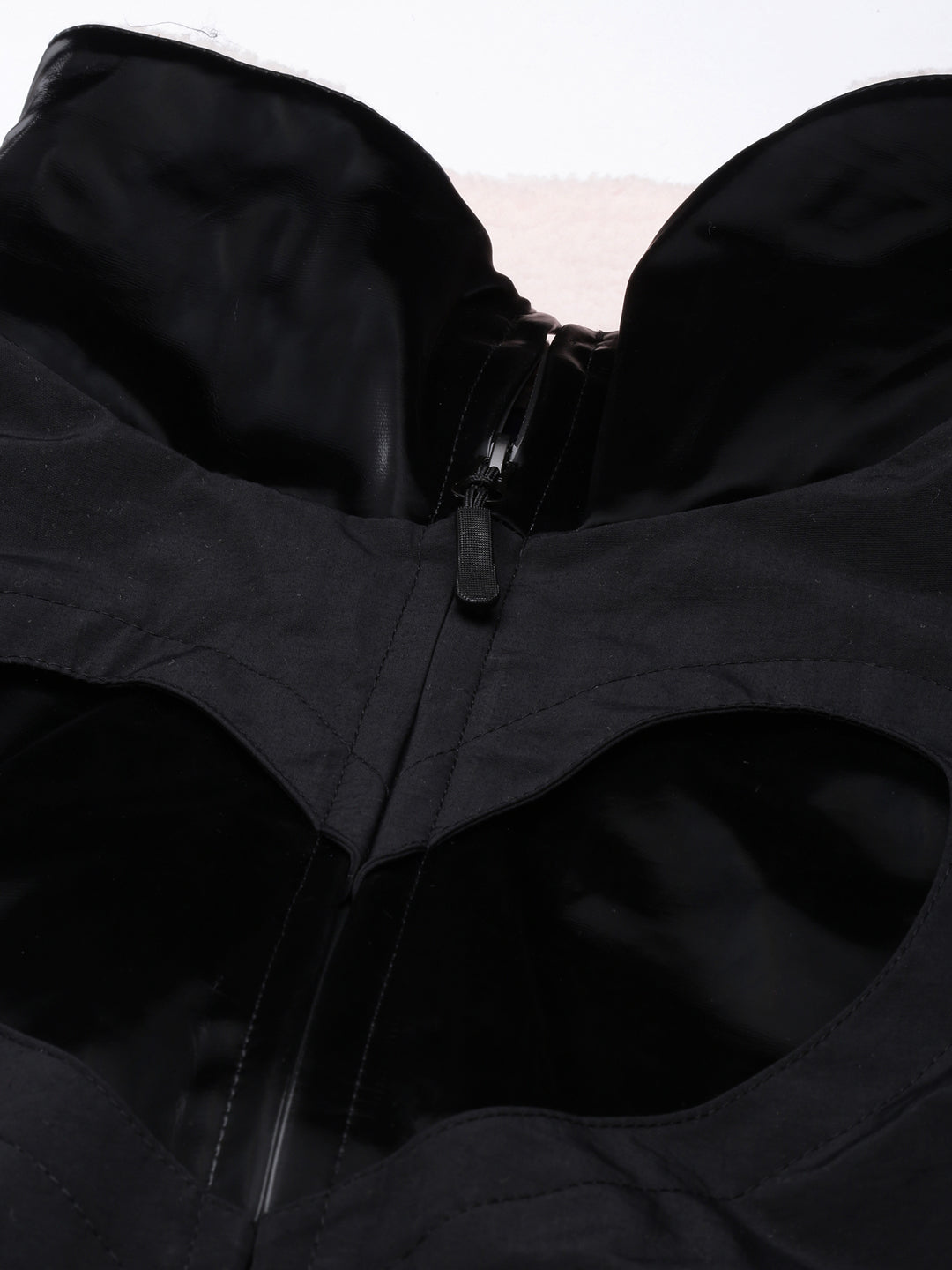 Women's Black Mock Collar Long Sleeves Crop Puffer Jacket