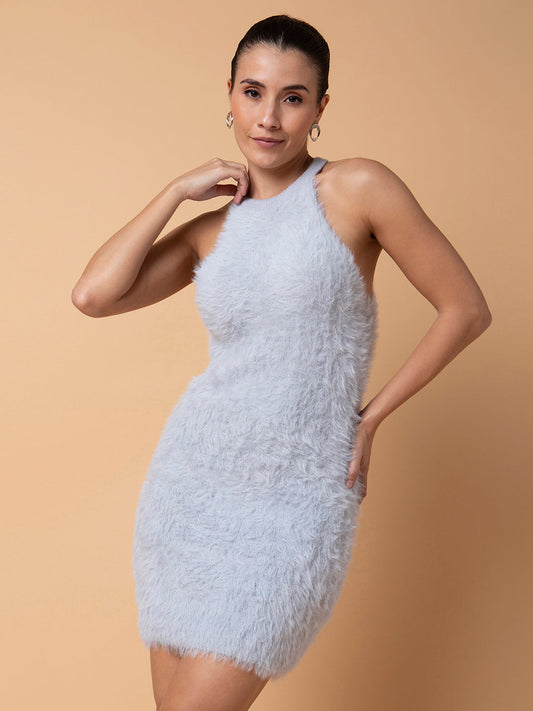 Women's Grey Sleeveless Mini Bodycon Dress