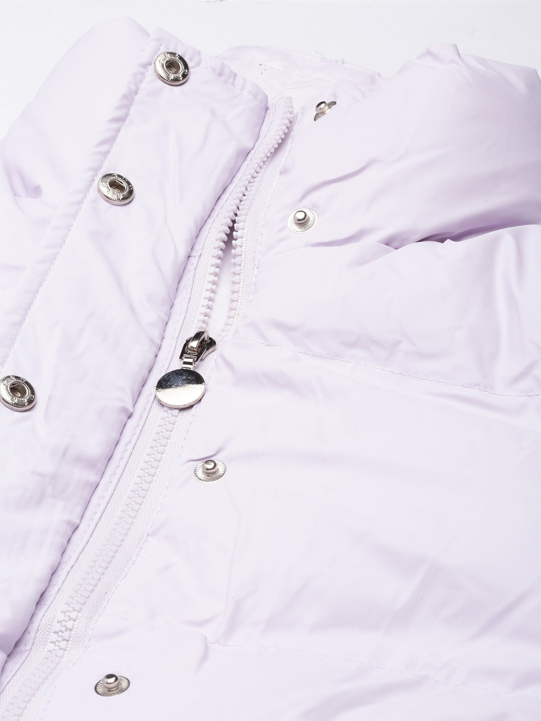 Women's Lavender Washed Windcheater Crop Puffer Jacket
