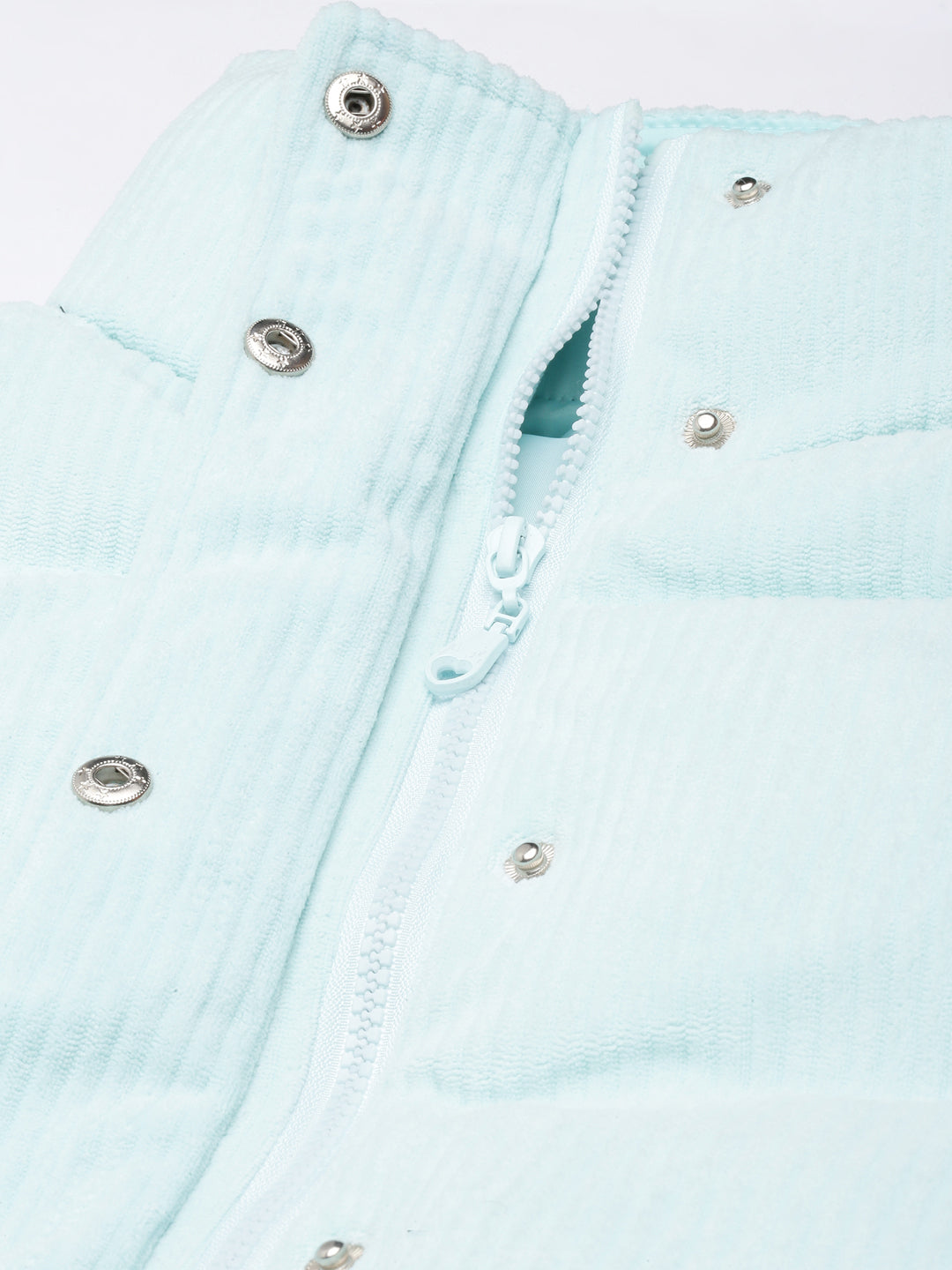 Women's Sea Green Mock Collar Crop Puffer Jacket