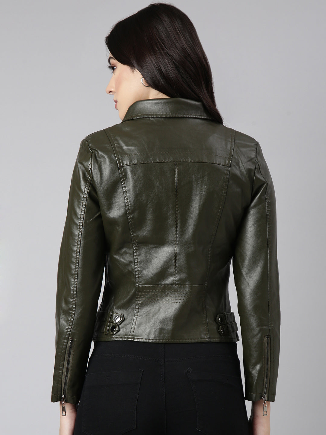 Women's Olive Biker Jacket