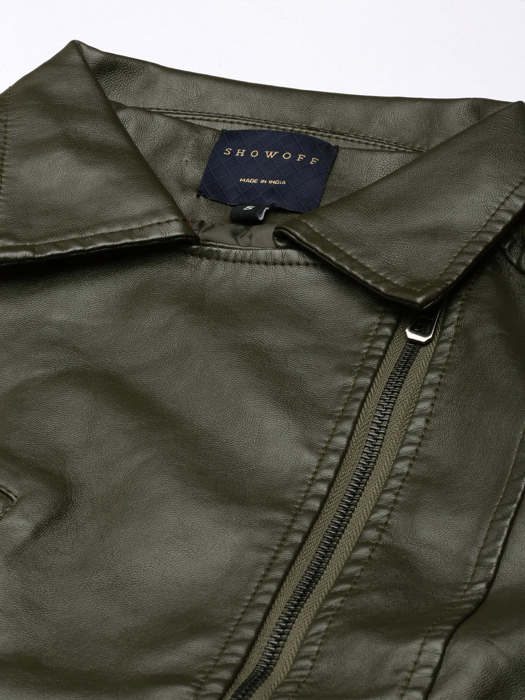 Women's Olive Biker Jacket