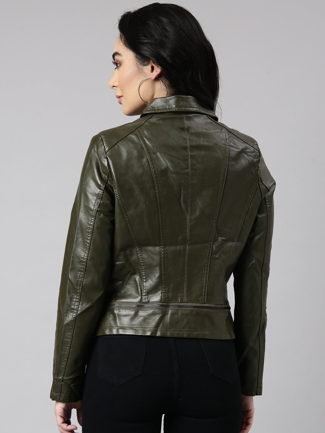 Women's Olive Biker Jacket