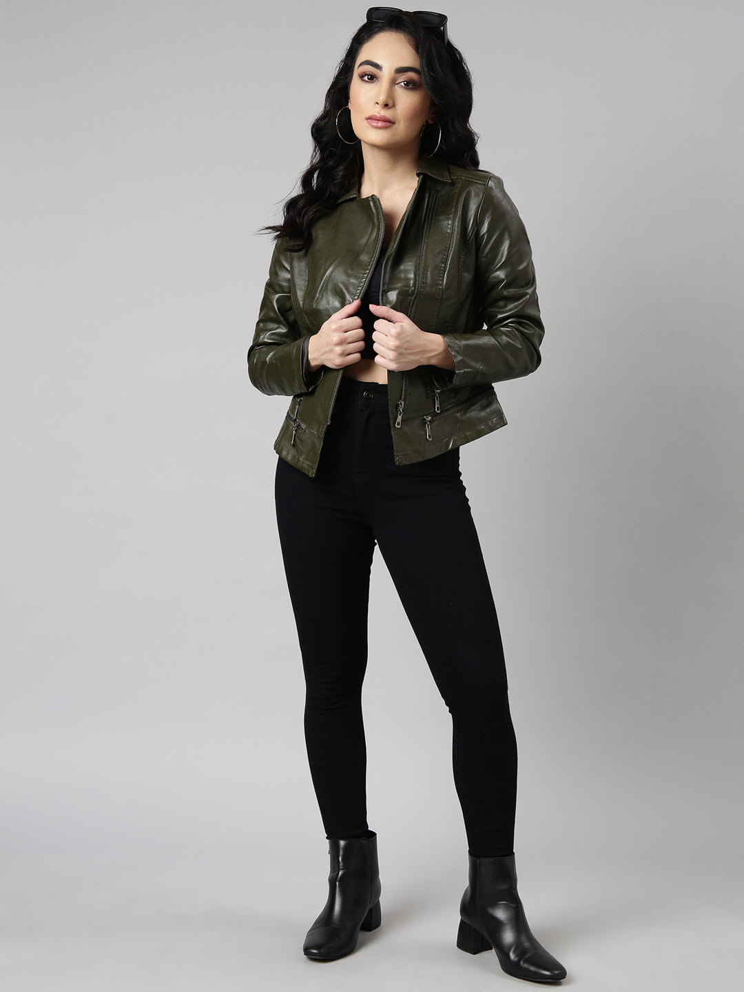 Women's Olive Biker Jacket