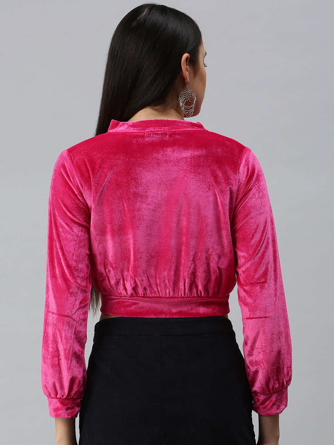 Women's Pink Velvet Crop Top