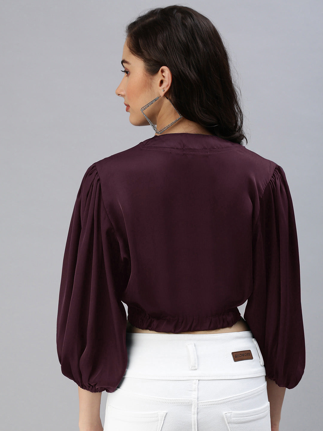 Women's Red Blouson Crop Top