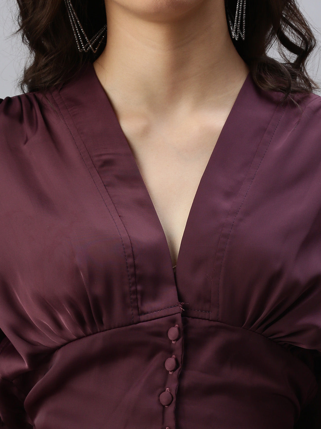 Women's Red Blouson Crop Top