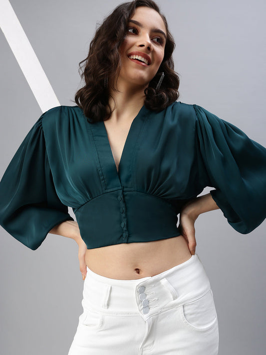 Women's Green Crop Top