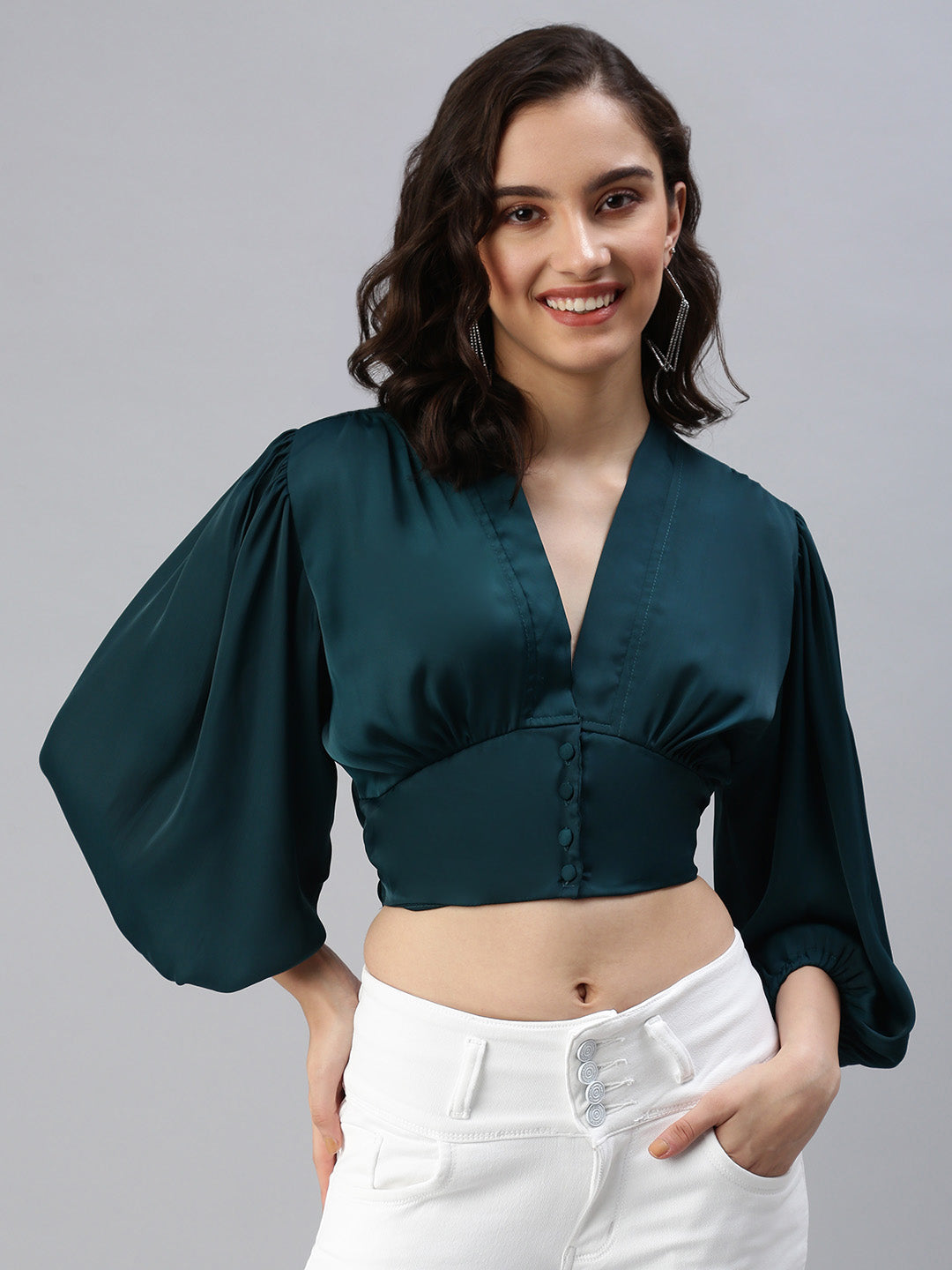 Women's Green Crop Top