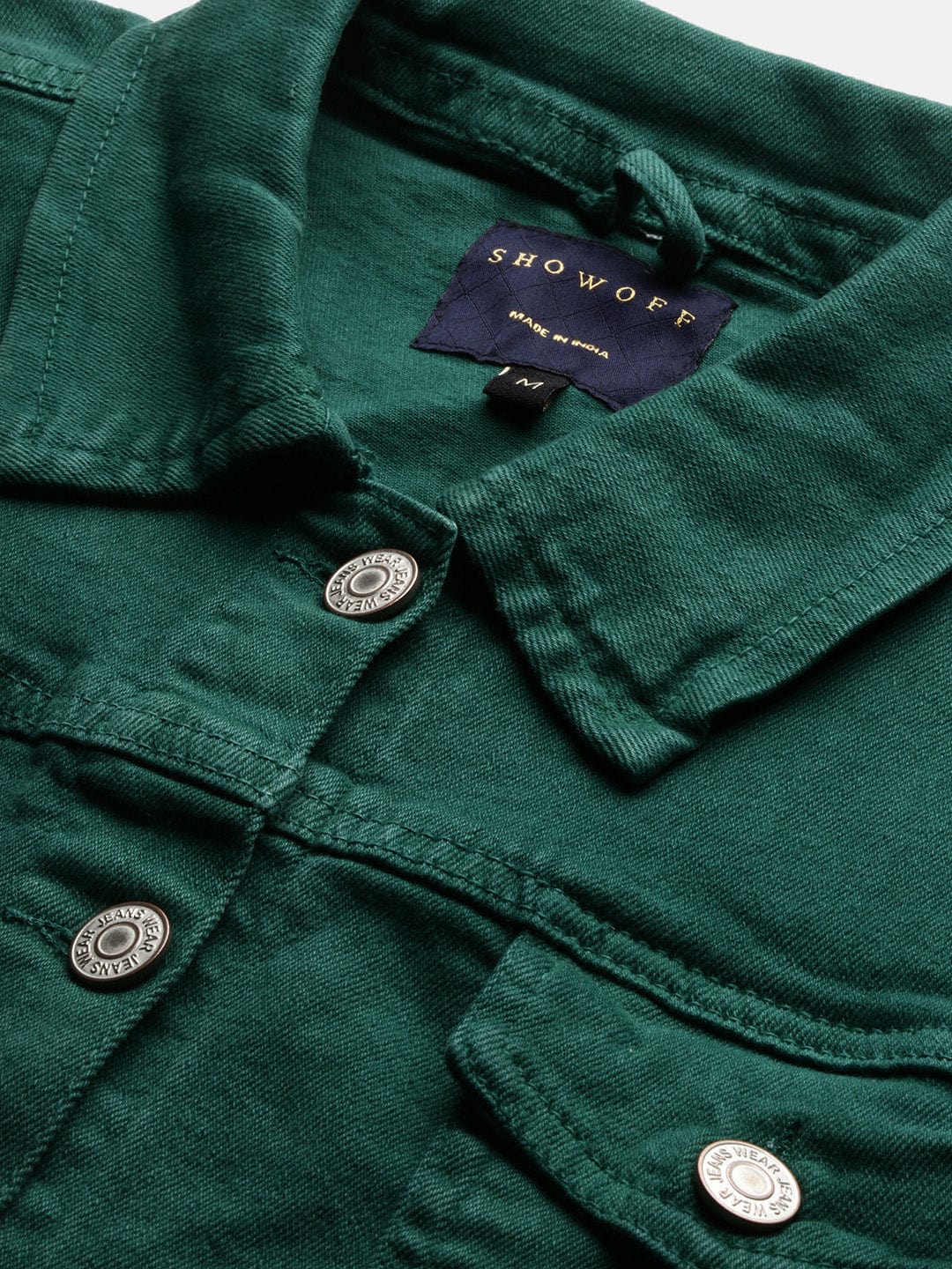 Women's Green Washed Windcheater Crop Denim Jacket