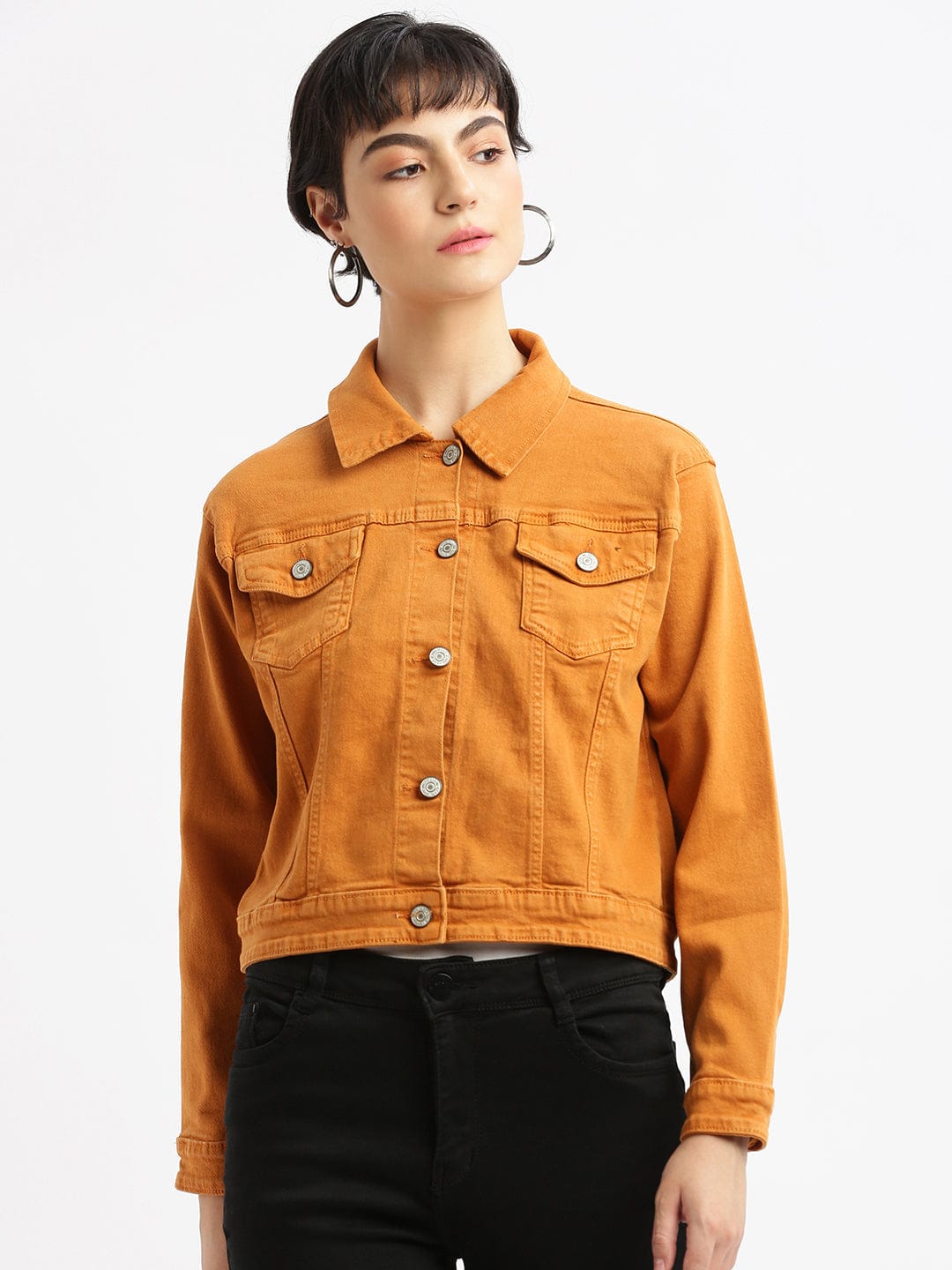 Women's Rust Windcheater Crop Denim Jacket