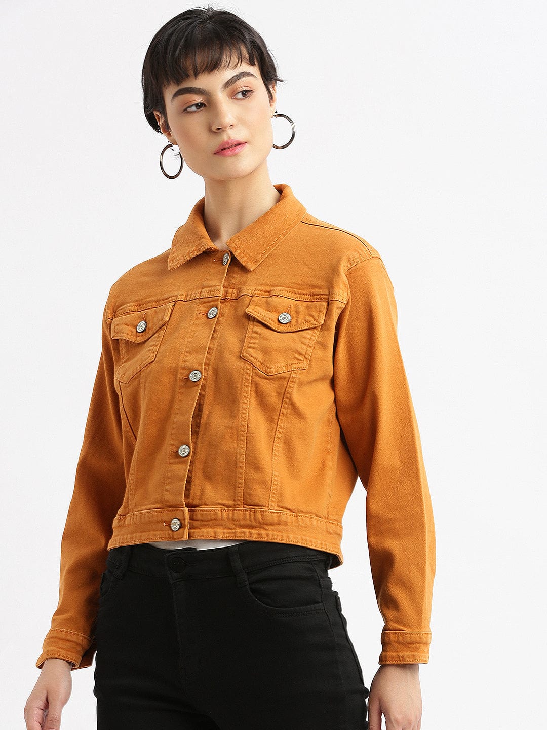 Women's Rust Windcheater Crop Denim Jacket