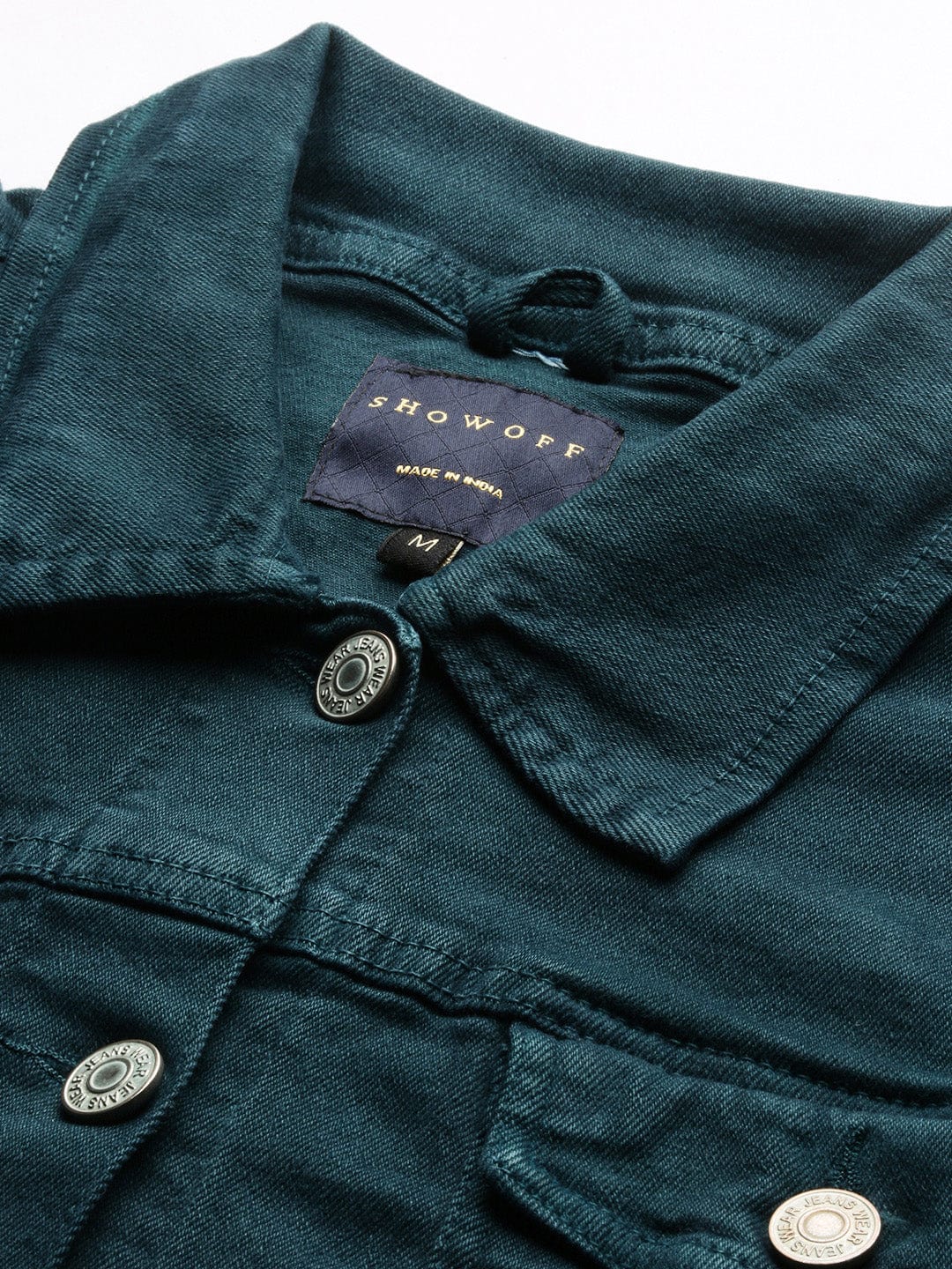Women's Teal Washed Windcheater Crop Denim Jacket