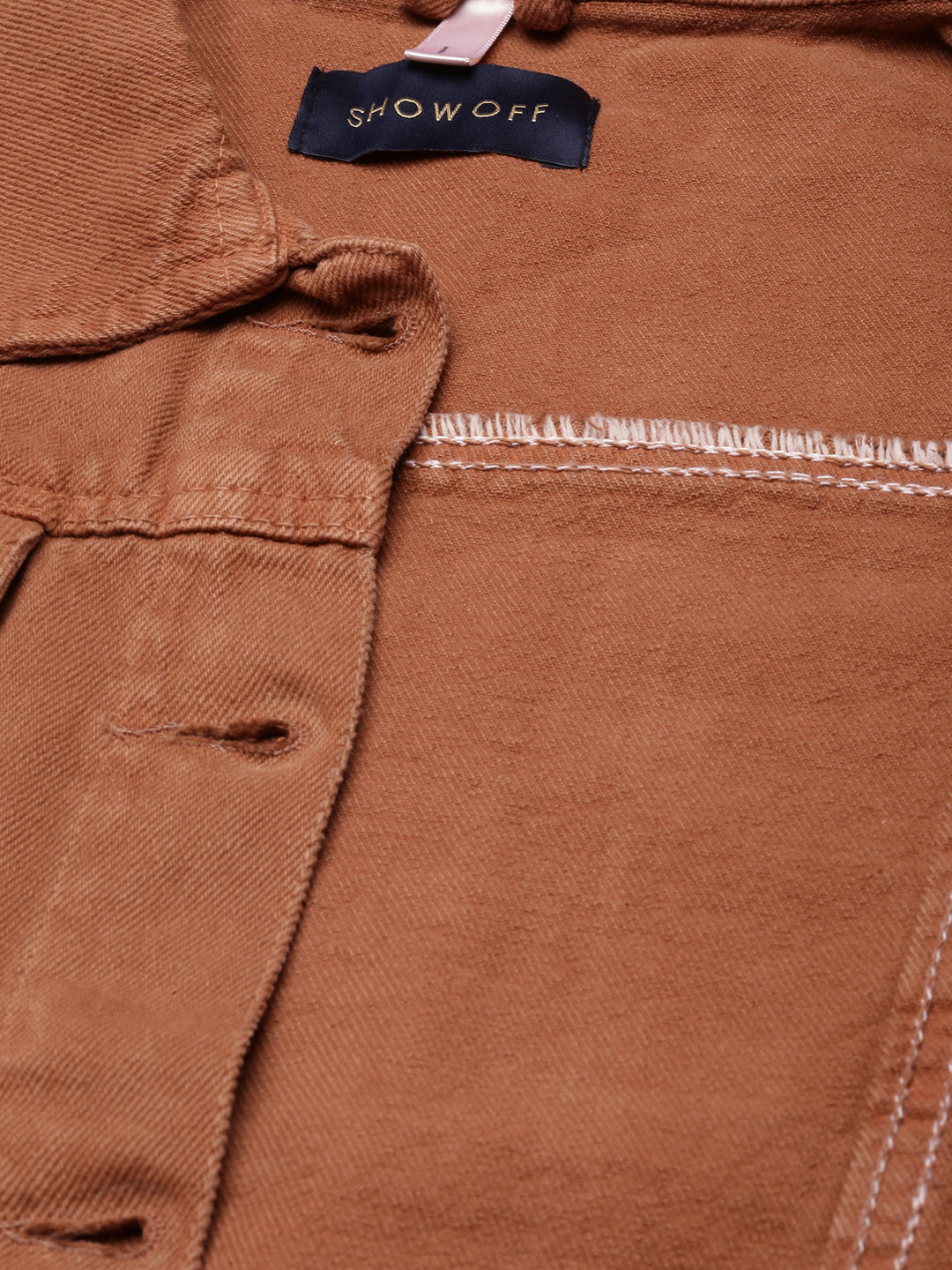 Women's Brown Spread Collar Denim Jacket