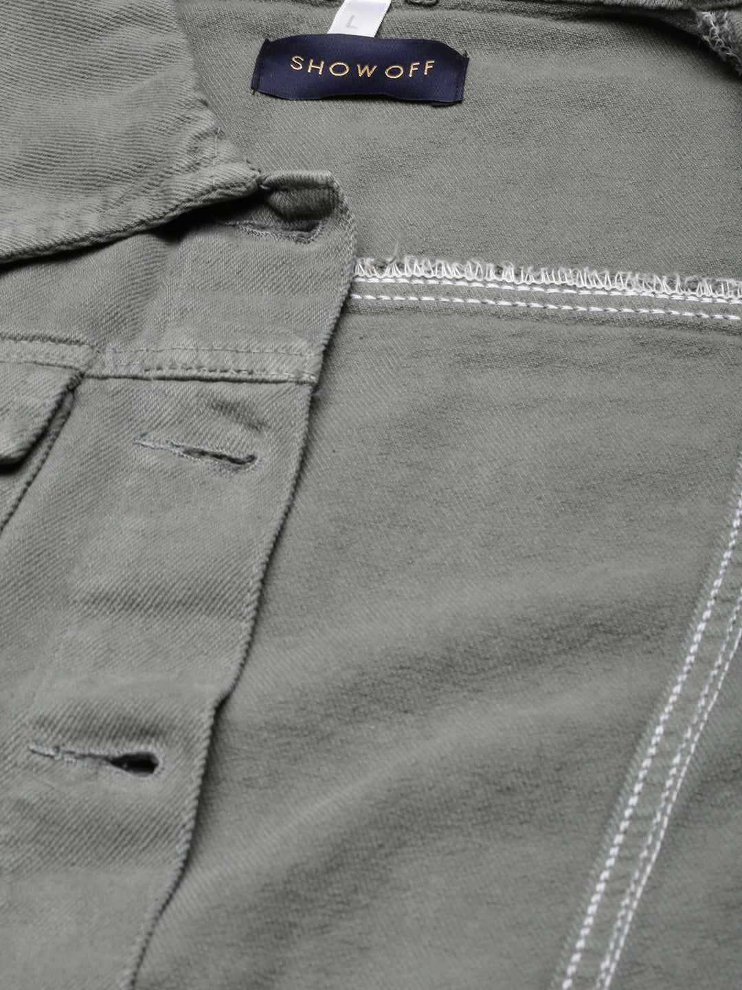 Women's Grey Spread Collar Crop Denim Jacket