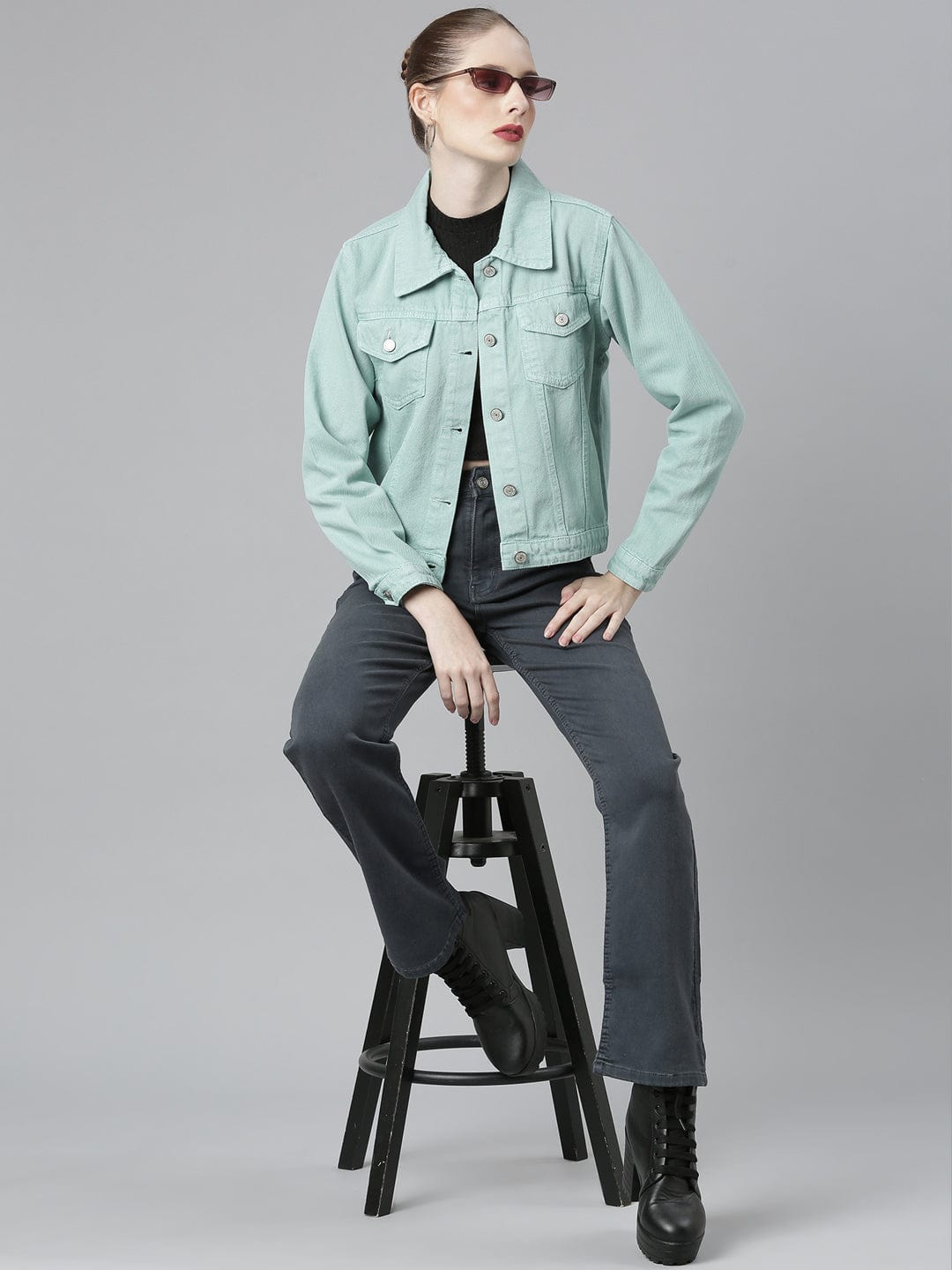 Women's Green Windcheater Denim Jacket