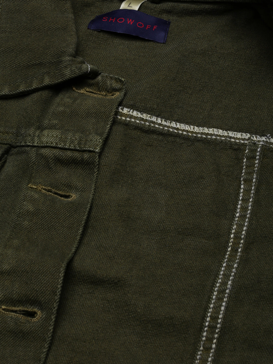 Women's Olive Crop Oversized Denim Jacket