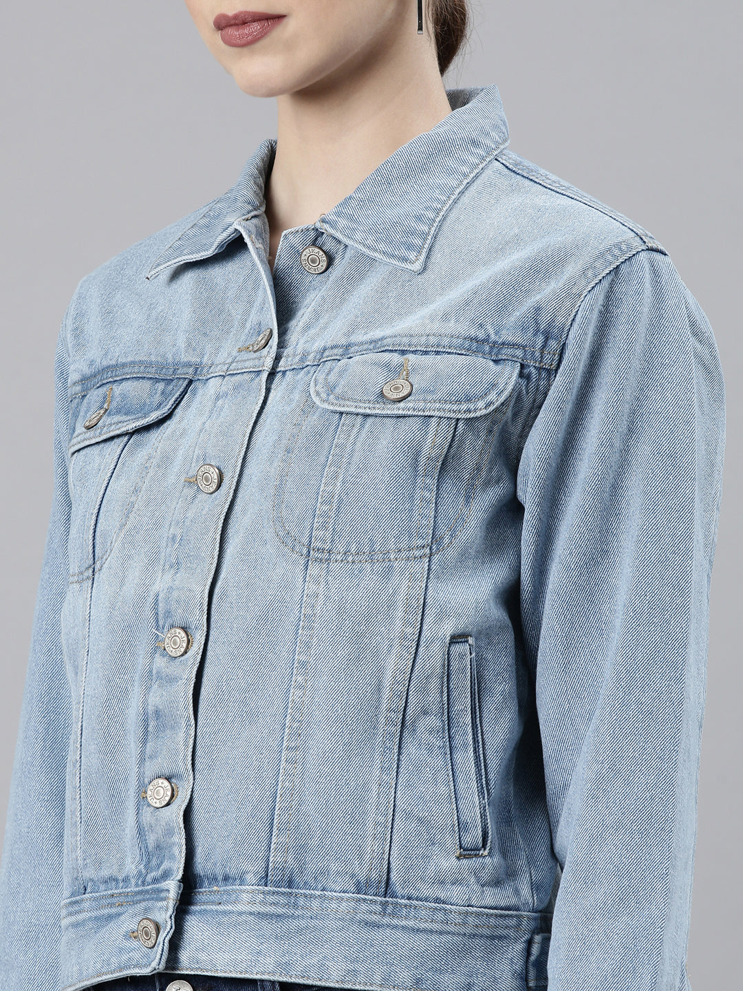 Women's Blue Crop Denim Jacket