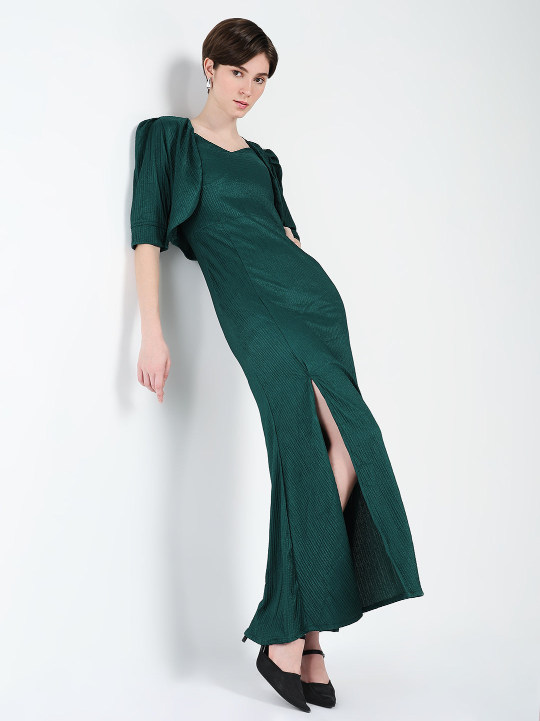 Women's Green A-Line Maxi Dress