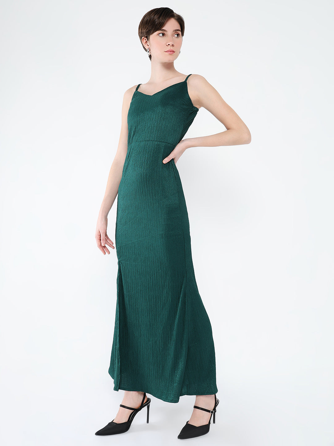 Women's Green A-Line Maxi Dress