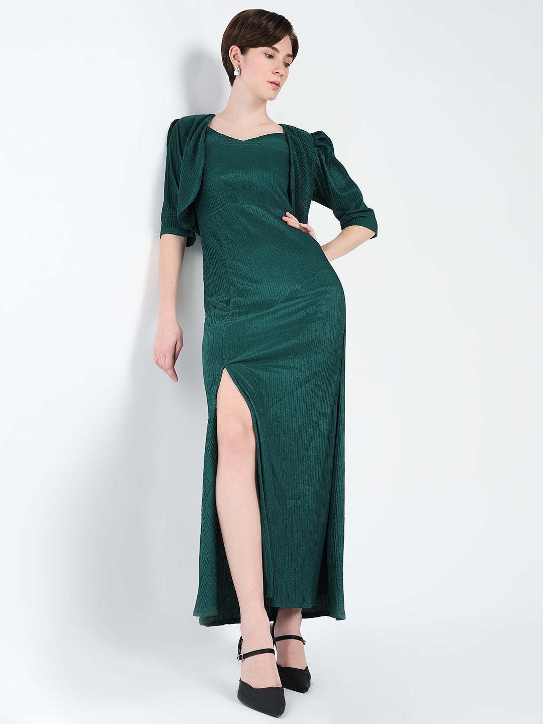 Women's Green A-Line Maxi Dress
