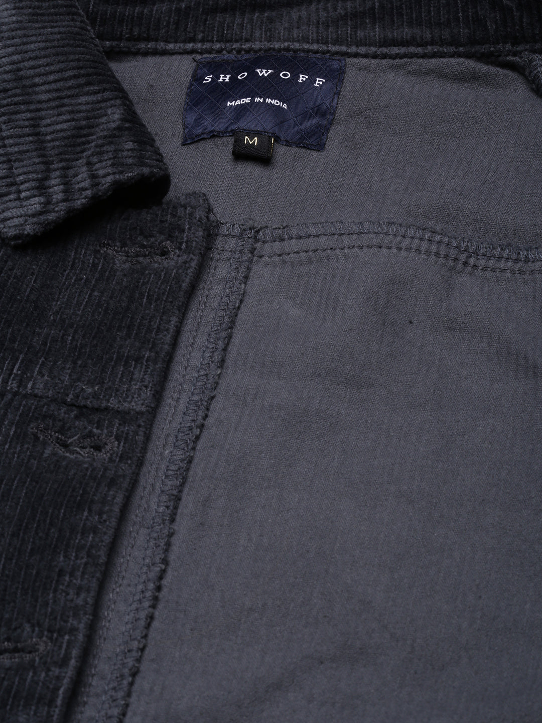 Women's Charcoal Spread Collar Corduroy Tailored Jacket