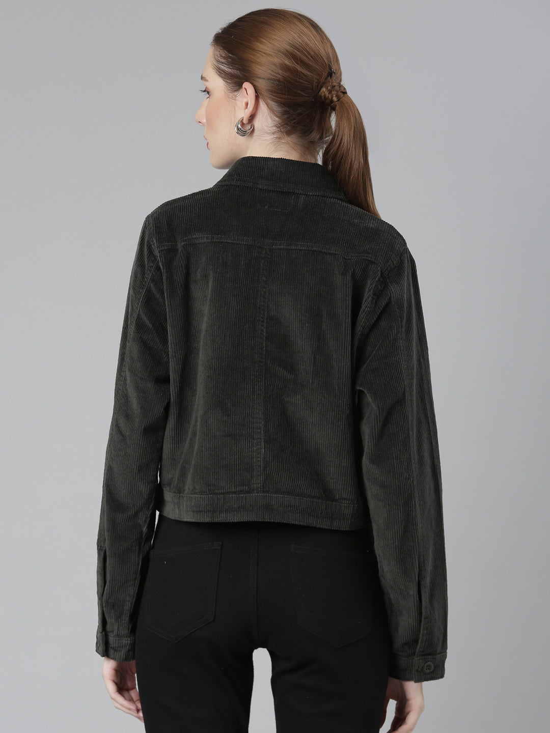Women's Olive Corduroy Tailored Jacket