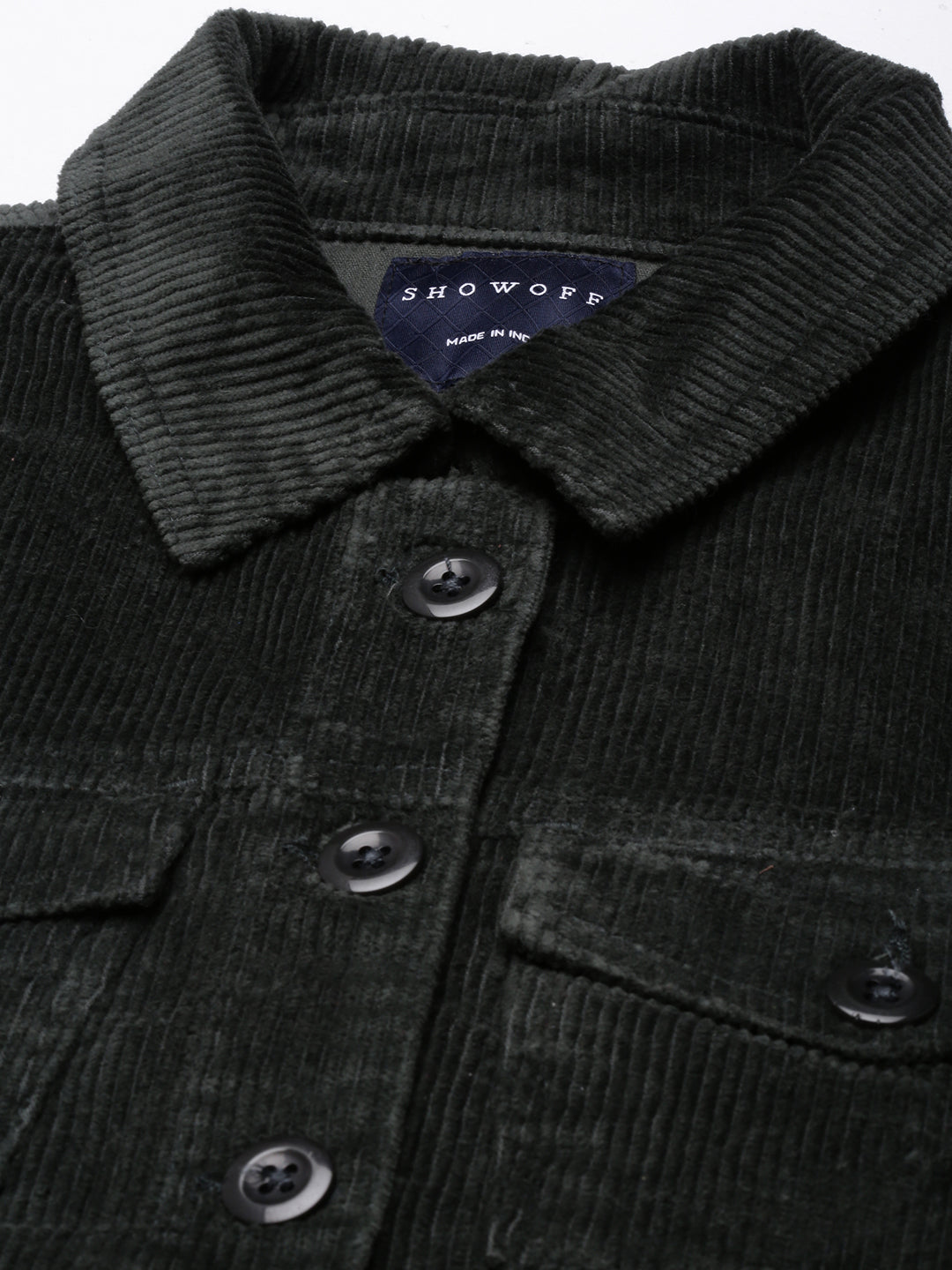 Women's Olive Corduroy Tailored Jacket