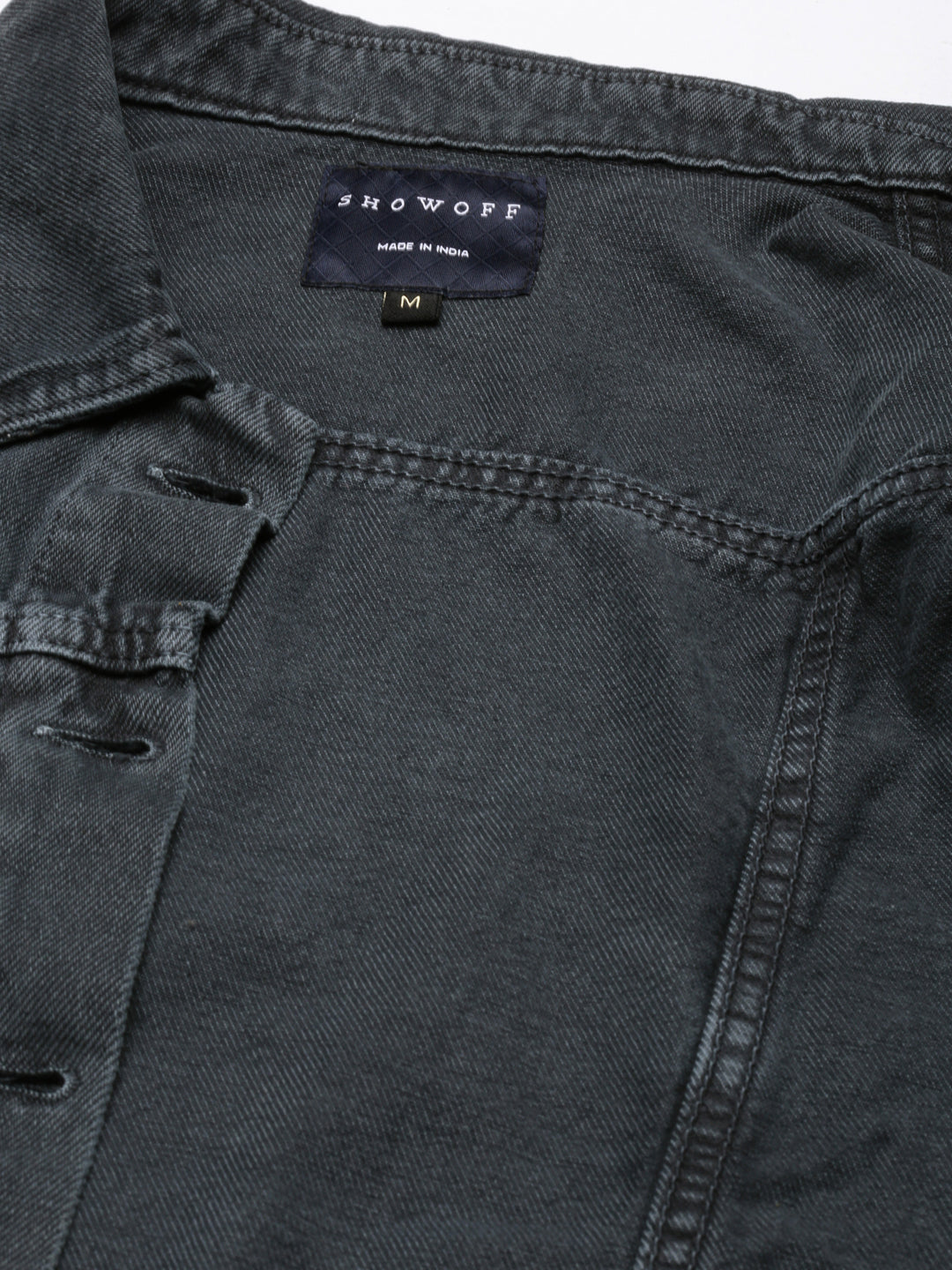 Women's Grey Spread Collar Crop Denim Jacket