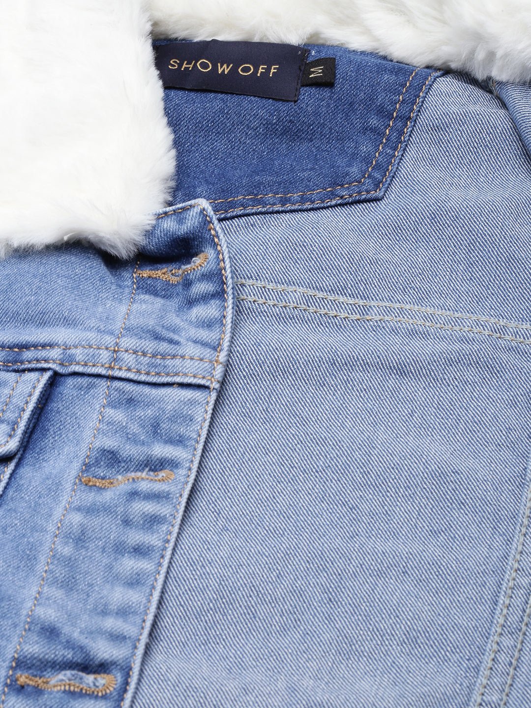 Women's Blue Spread Collar Crop Denim Jacket